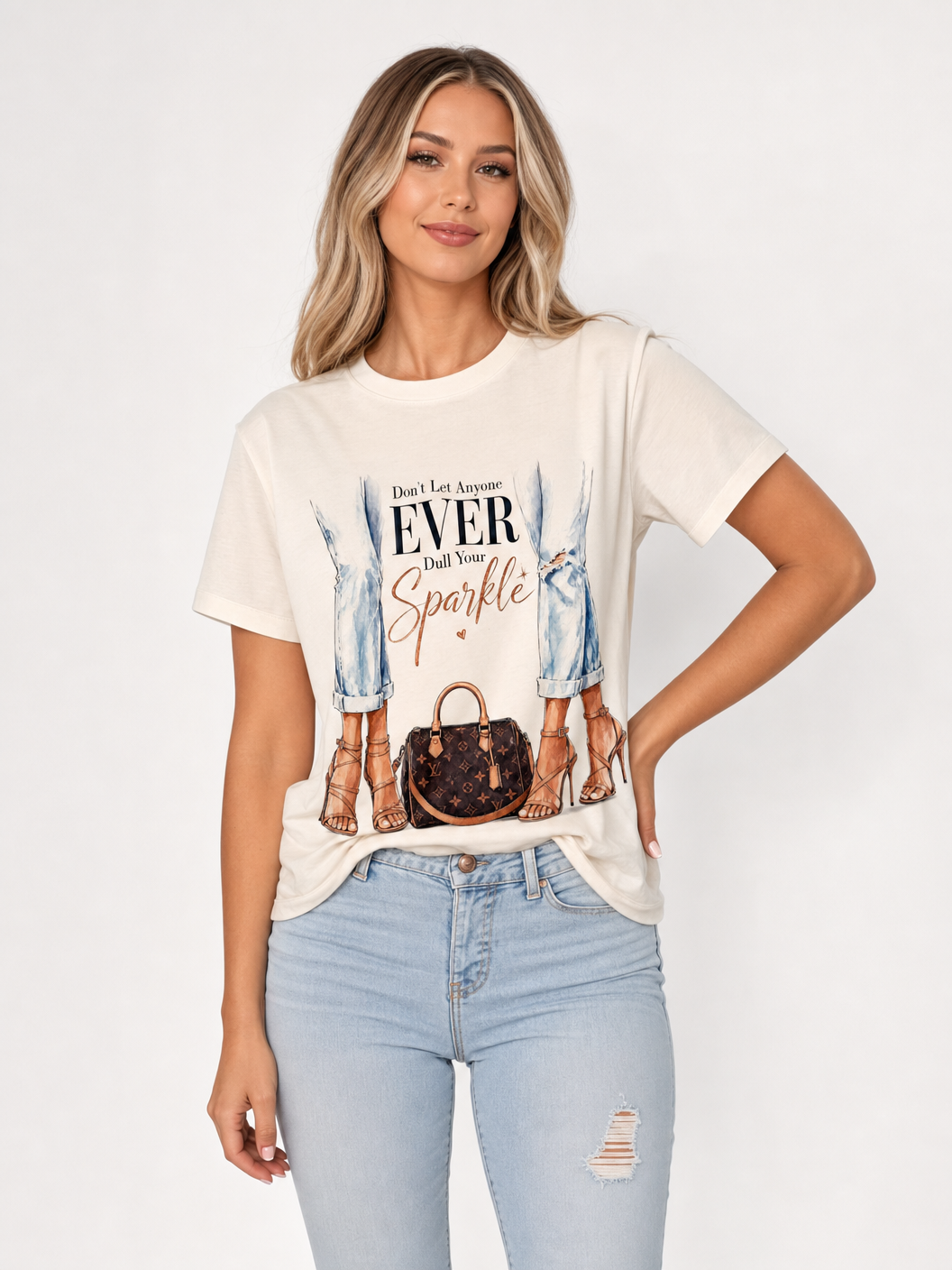 Don't Let Anyone Ever Dull Your Sparkle Tee - Cream