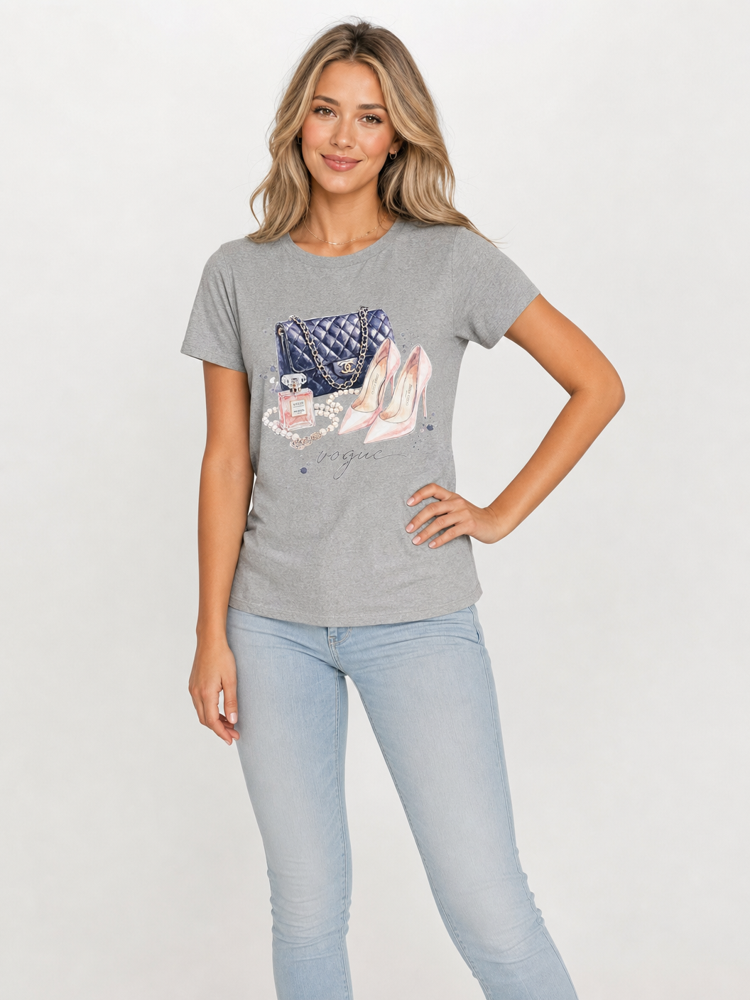 Vogue Luxe Graphic Tee - Grey