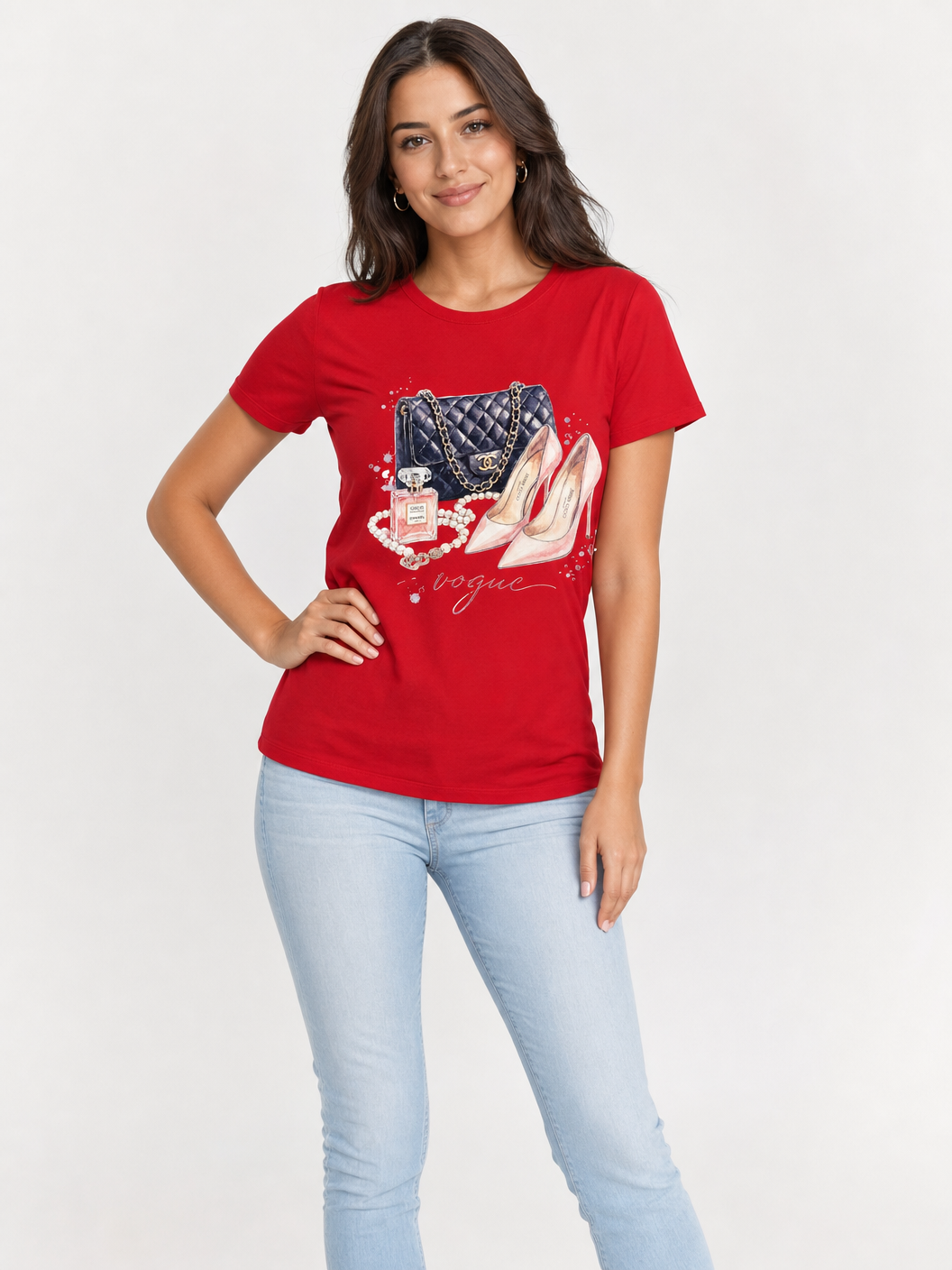 Vogue Luxe Graphic Tee - Red