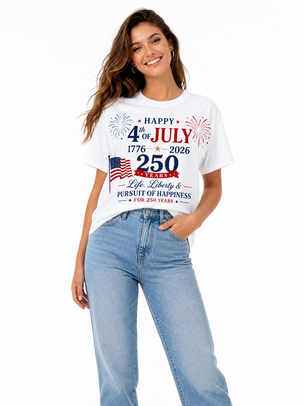 "Happy 4th of July — 250 Years" Graphic Tee