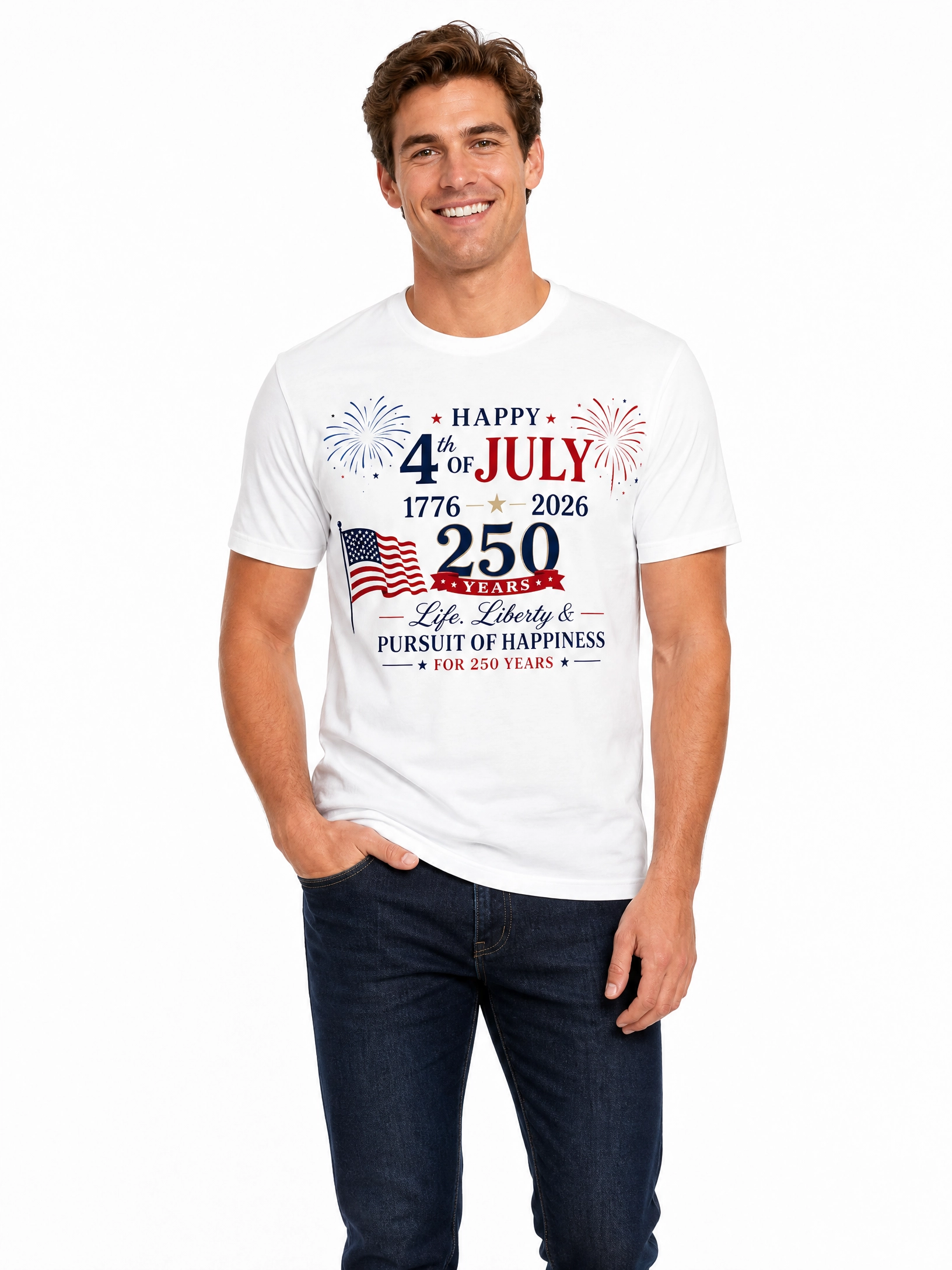 "Happy 4th of July — 250 Years" Graphic Tee