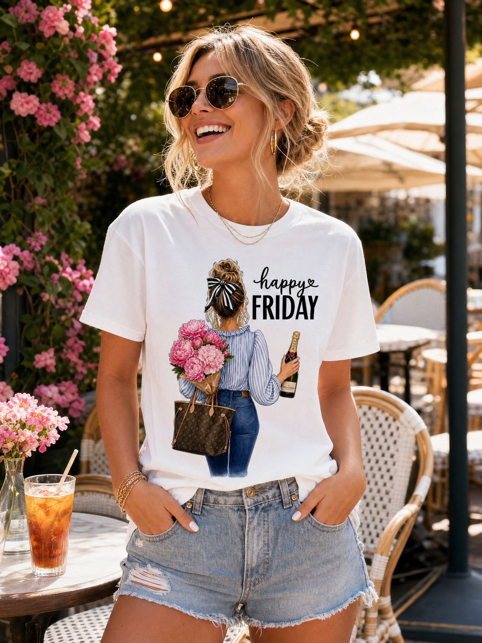 Happy Friday Peonies Graphic Tee