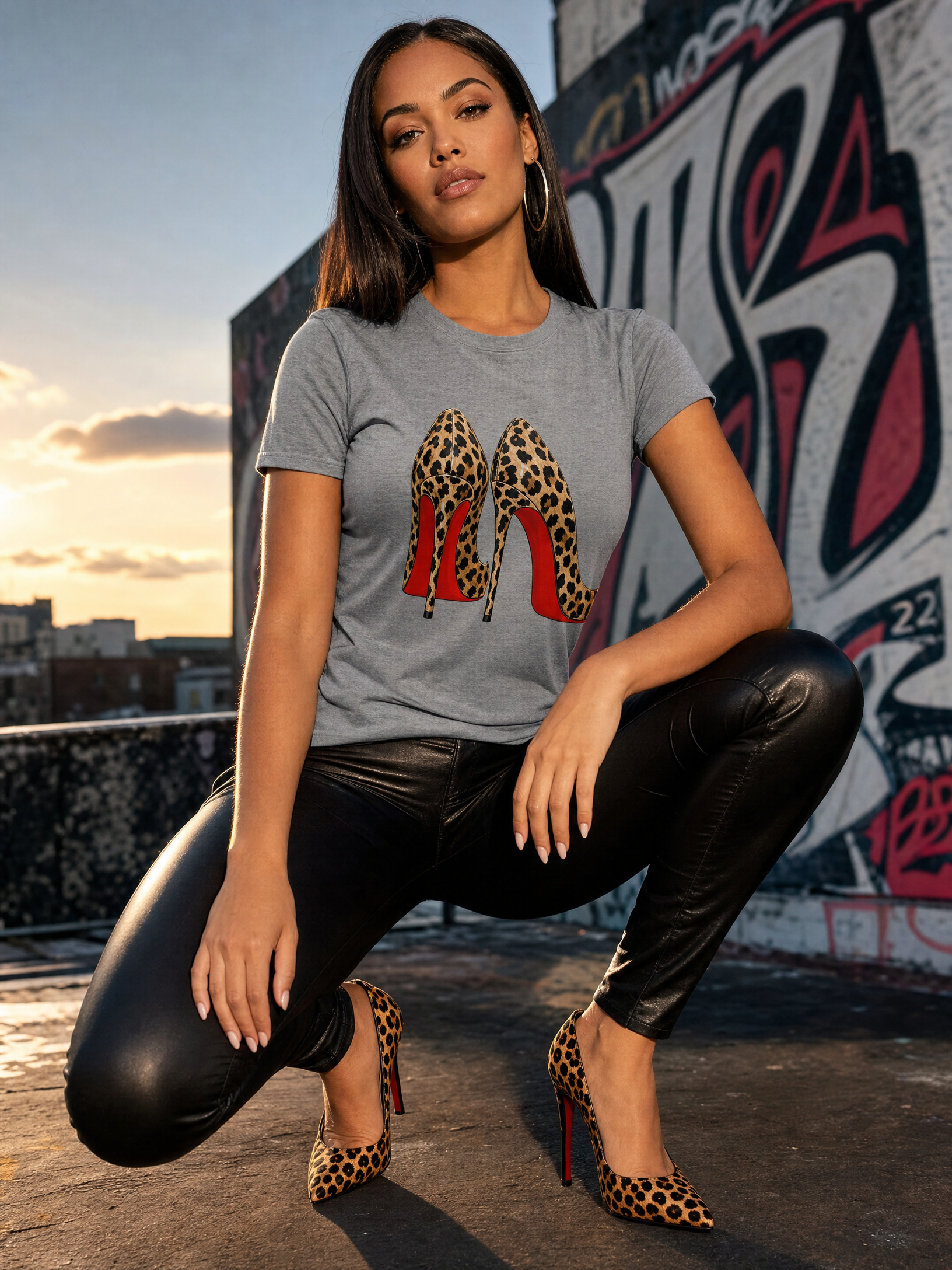 Leopard Red Sole Stilettos Graphic Tee