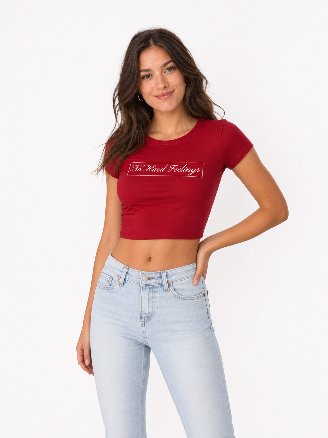 No Hard Feelings Crop Tee - Red