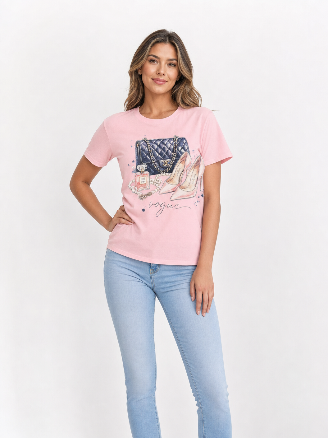 Vogue Luxe Graphic Tee - Pink